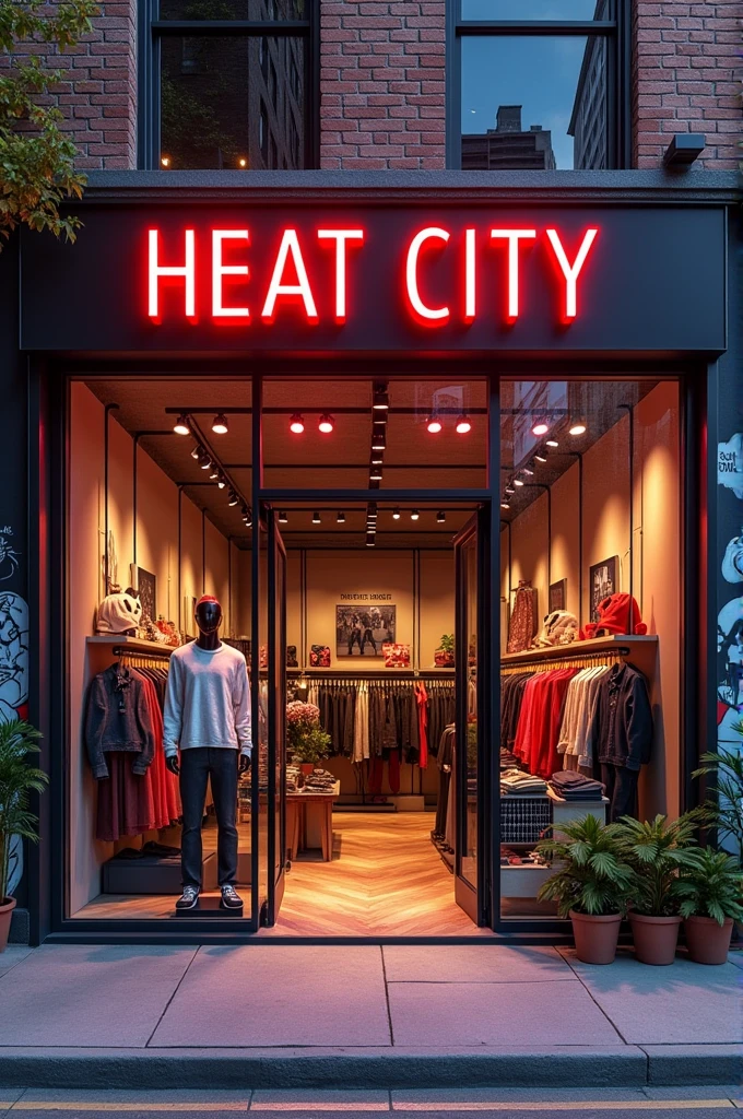 Design me an urban and trendy clothing store, His name will be "Heat City" 