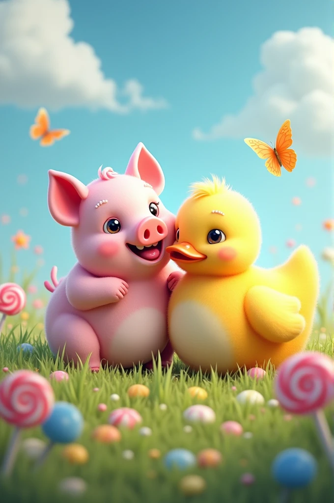 Image of a pig with a candy duck