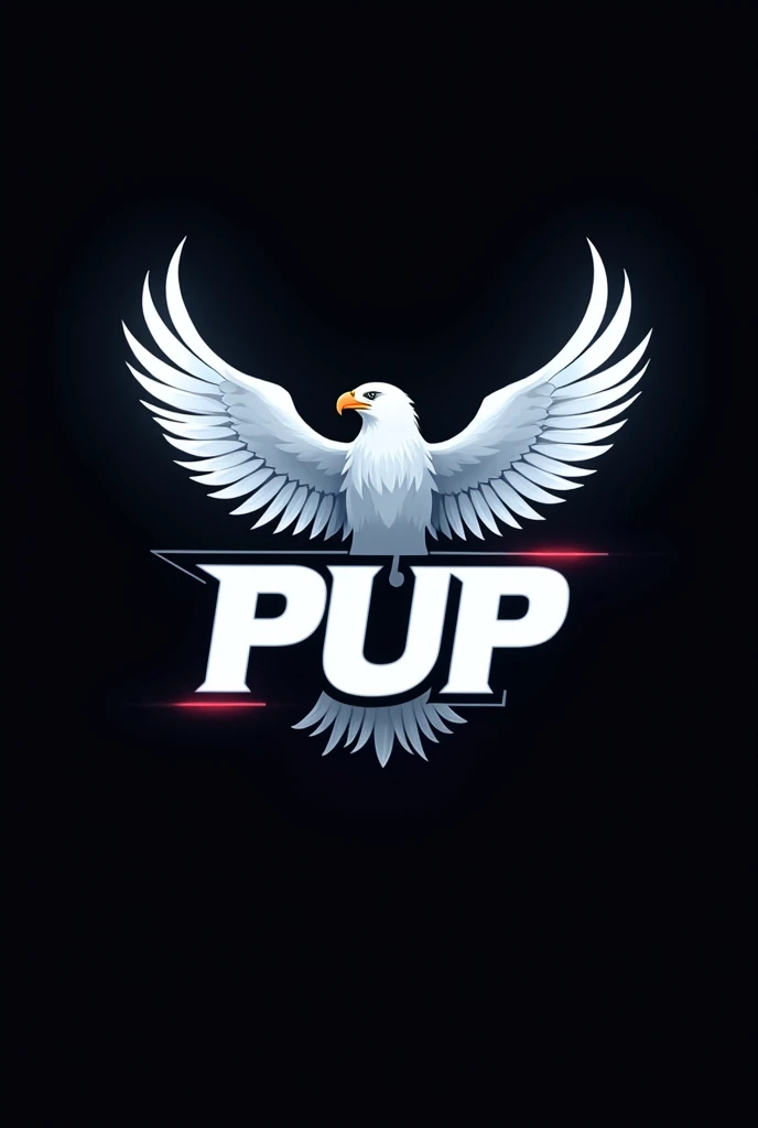 I want you to write pup in the logo and change the color of the eagle to white
