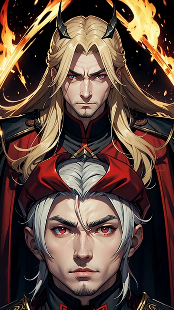 naughty man. vampyre. Youngh.stark, brawny. Cao Cao. Blonde and red eyes. Russian general&#39;s outfit.