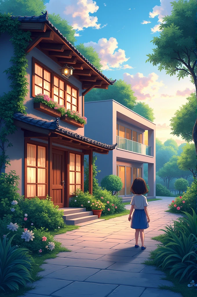 A HOME ENTERING A MODERN HOUSE(com vibe anime)