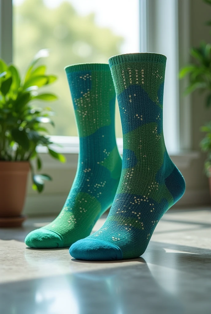 Innovative pair of socks with biodegradable and technological materials