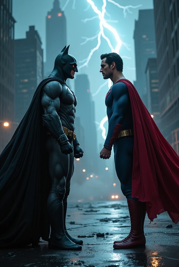 Batman superman faceoff with dark theme
