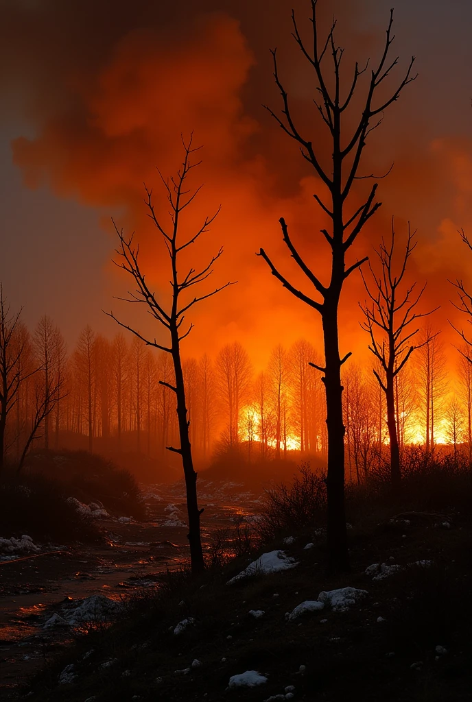 A landscape on fire