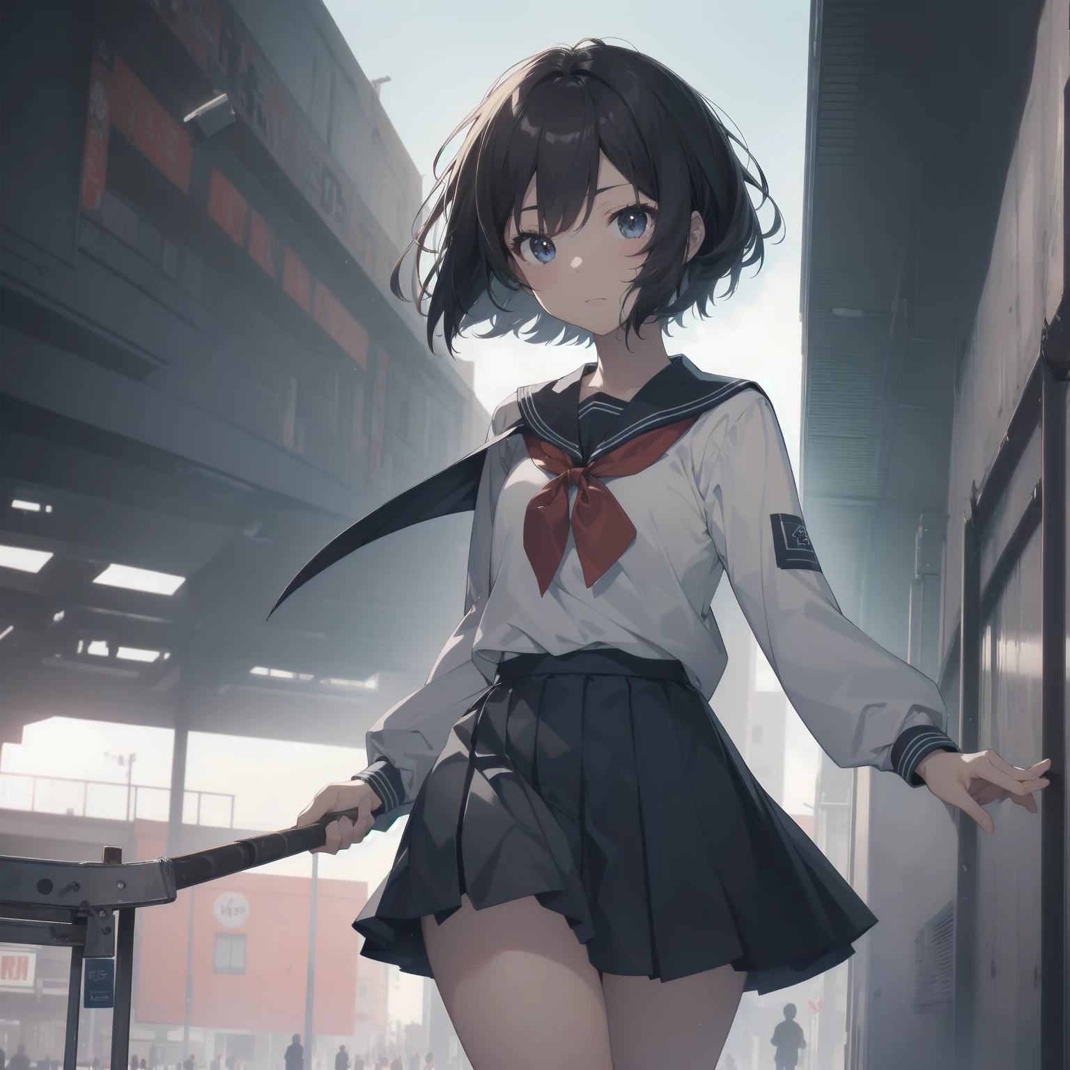 ultra-absurdres-Top quality by artist God, ultra-detailed, high resolution, anime moe artstyle, best anime 8k konachan wallpaper, pixiv contest winner, pool:2810, perfect anatomy,break, 1girl, (Please draw a girl walking sleepily to school alone. )break,(Solo,little female, 13-year-old:1.3),Full limbs, complete fingers,a junior high school student, (very short hair), short cut, flat chest, , small butt, small black eyes, beautiful detailed eyes, well-proportioned iris and pupils, expressive eyes, highres detailed hair, soft expression, salor school_uniform, sailor collar, serahuku, bow, pleated skirt,(Detailed Lighting), (Detailed background), in the School commute route. break,super detailed skin, Best cinematic lighting powered by famous artist, 8k,beauty illustration,photoshop_(medium),very aesthetic,break,((artist:rappa_(rappaya) )), artist:clamp ,artist:carnelian ,artist:kantoku ,

