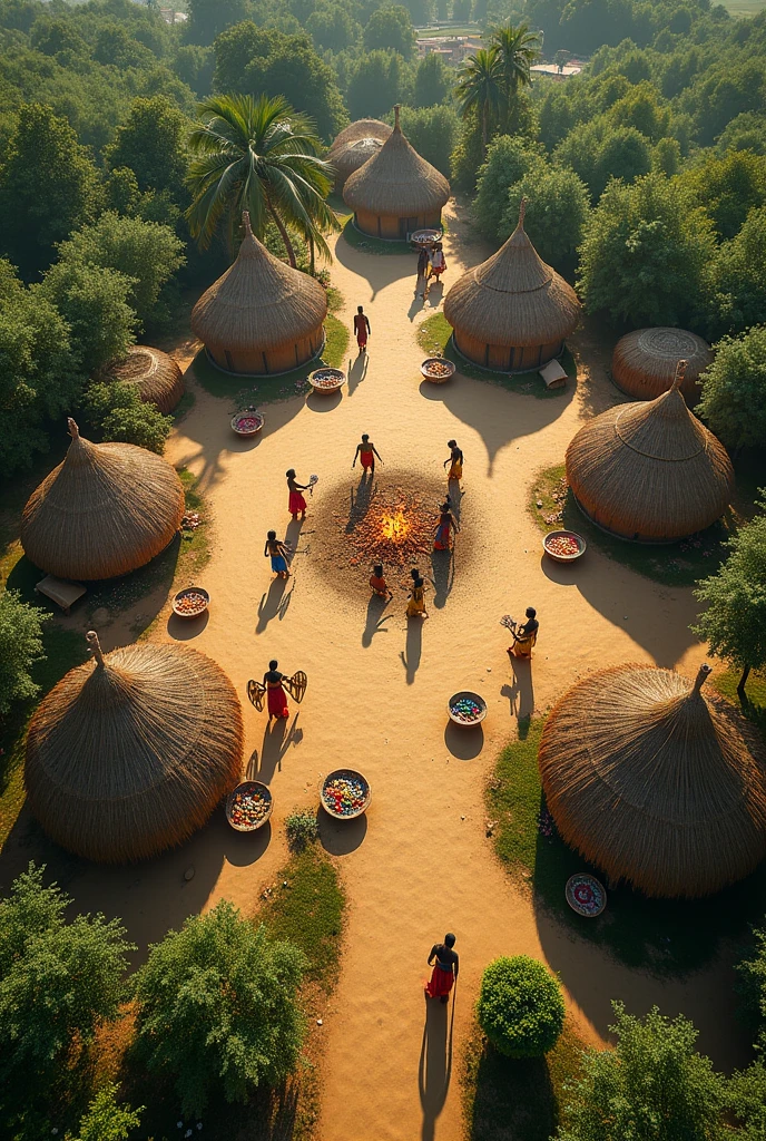 create an indigenous village seen from above