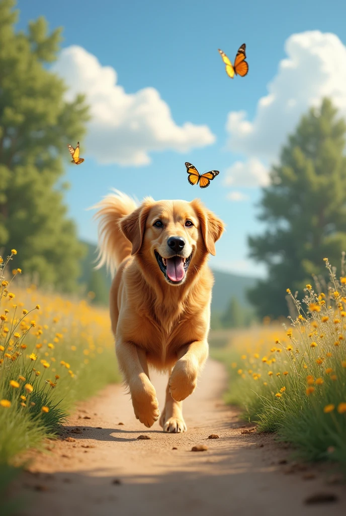 A dog walk in road