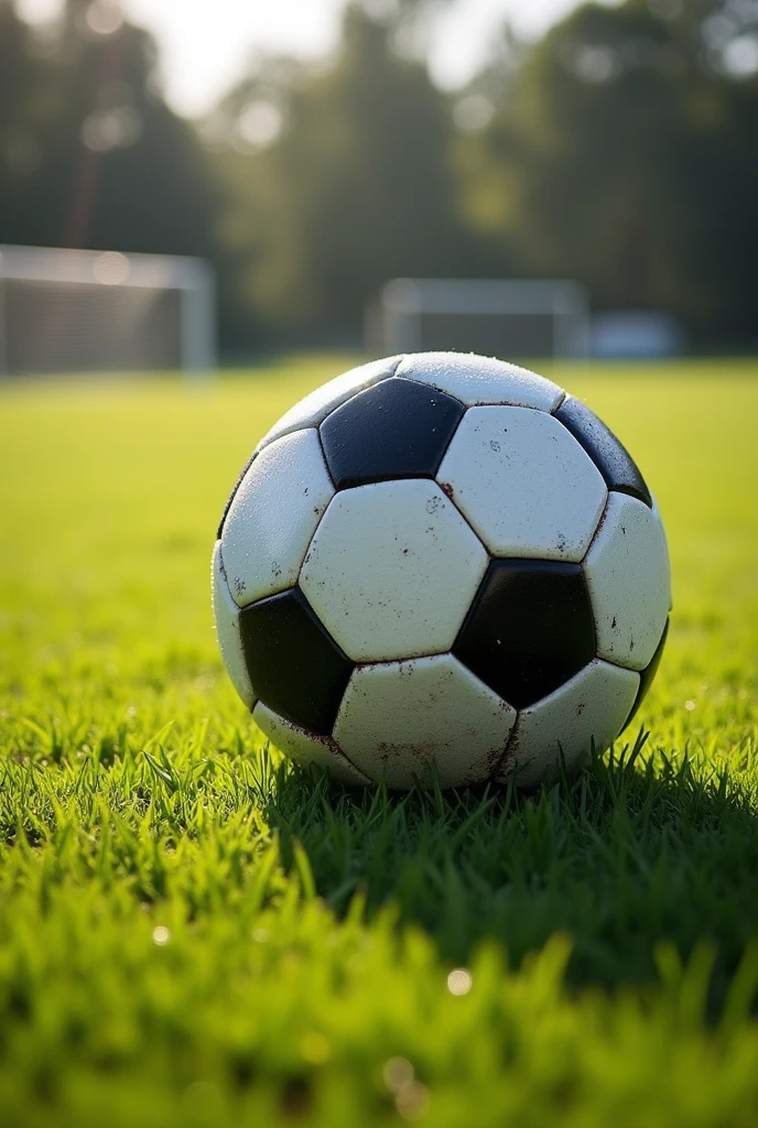 4K photo of a soccer ball on grass