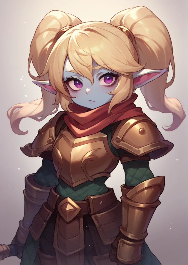 score_9, score_8_up, score_7_up, score_6_up, source_anime,
1girl, solo, poppylol, colored skin, blonde_hair, purple_eyes, poparmour, armor, scarf,