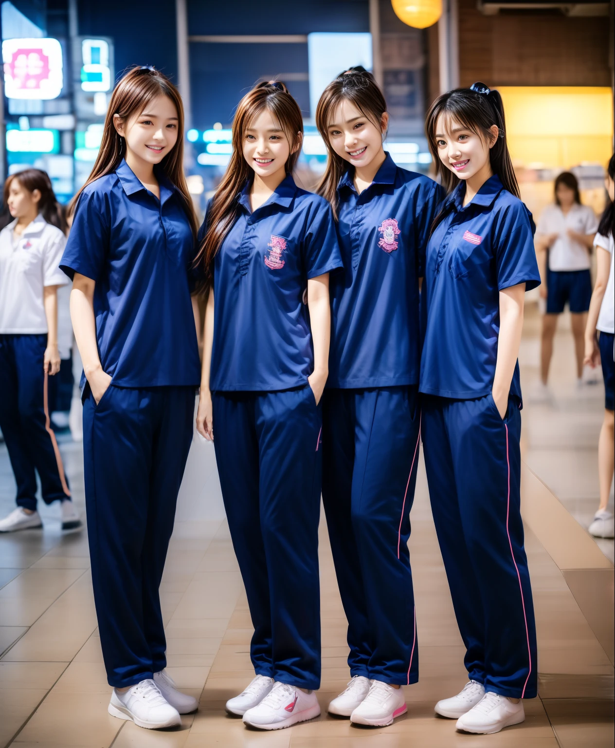 3 girls สำเร็จความใคร่ในสนามเทนนิส, สำเร็จความใคร่, Navy blue short-sleeved shirt,Navy Long Trackpant,Sweatpants, Sweatpantsขายาว,25 year old girl, lesbian, sexy, exercise clothes, wet body, exercise clothes