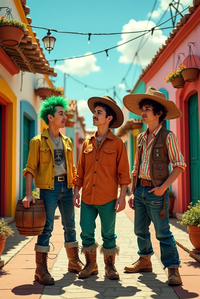 Members of Green Day dressed as the Chavo del 8 neighborhood