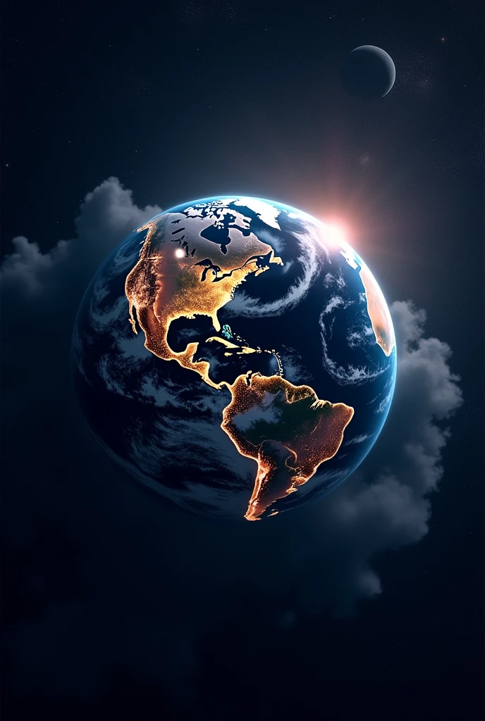 Planet Earth with points of light on its surface