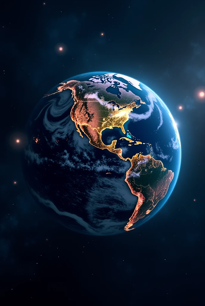 Planet Earth with points of light on its surface