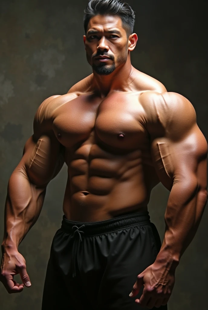 um close de um homem (((yami sukehiro))), huge muscles, big muscles, absurdly huge physique, huge muscles, big muscle, extreme muscles, Very beauthful. big muscles, huge muscles, exaggerated muscular physique, extremamente musculoso, exaggeratedly large physique, Outgoing muscles, big arms, exaggerated muscles, a muscular, exaggerated physique and a big 40 inch dick
