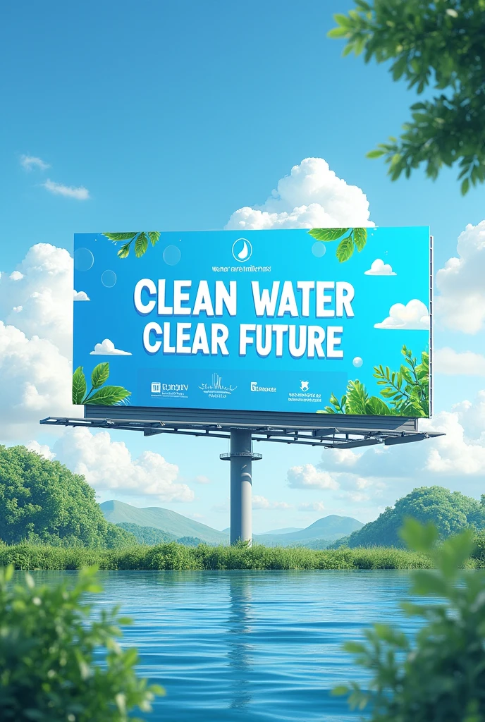 Create a rectangular image with a catchy phrase to place on a billboard about a water and industrial effluent treatment company.