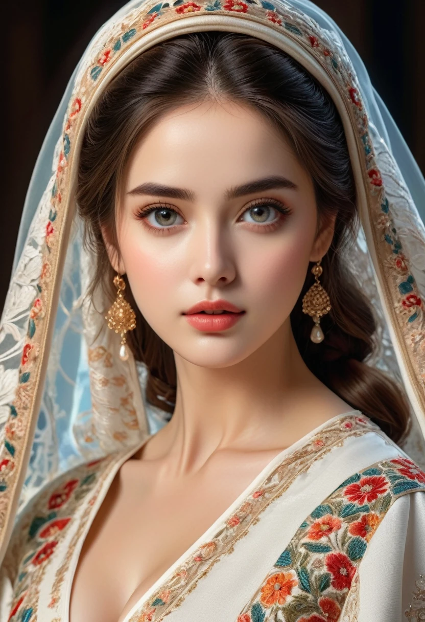 Best Quality, masterpiece, big , (pechos bigs), Delicate skin texture, Detailed fabric texture, delicate face, Super detail, 8k, intricate details, 1 girl, 30 years, high contrast, High resolution eyes, rubio