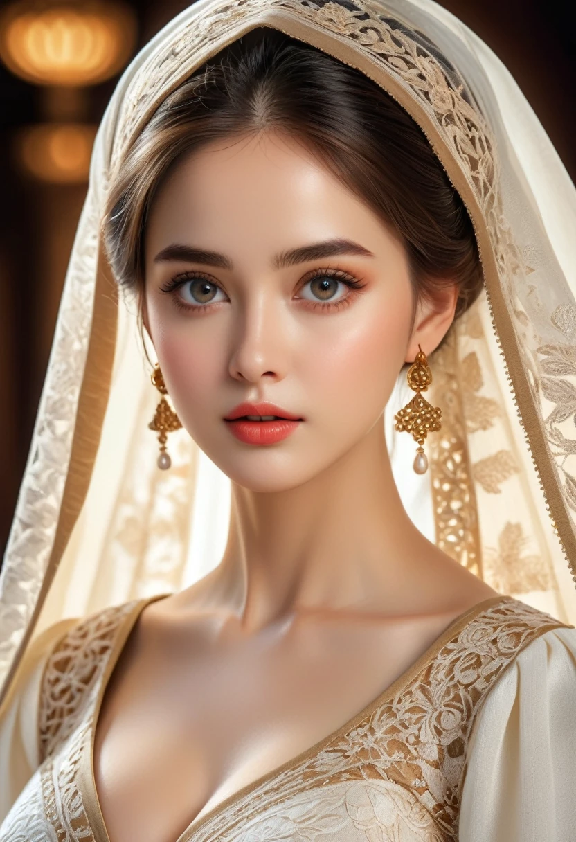 Best Quality, masterpiece, big , (pechos bigs), Delicate skin texture, Detailed fabric texture, delicate face, Super detail, 8k, intricate details, 1 girl, 30 years, high contrast, High resolution eyes, rubio