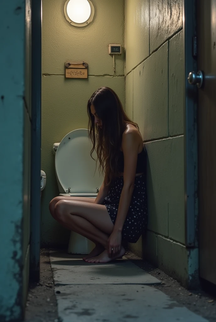 (A teen girl) (peeing & pooping, urgently) Hiding behind alley)(Realistic) (peeing and pooping in a corner of an alleyway) (she