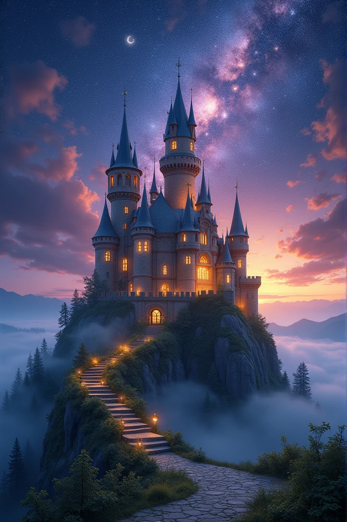 Design the cover of the book Magic Castle, mysterious, intriguing, full of imagination, golden aura.