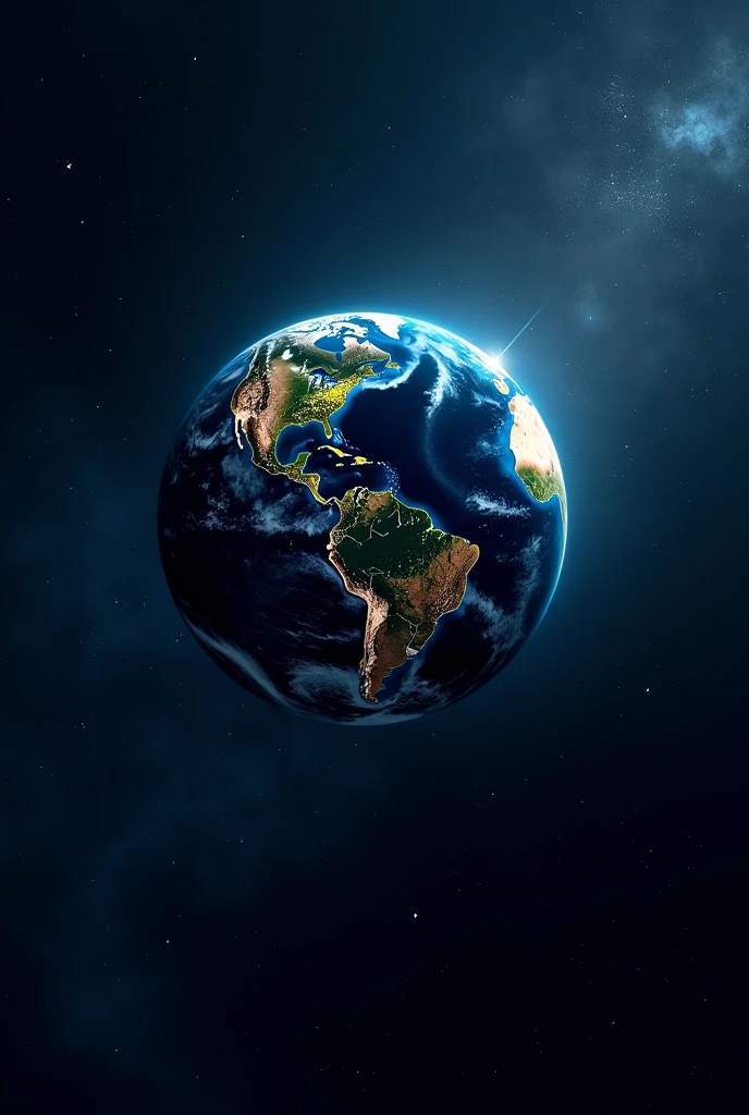 planet earth in space, with many points of light, on the surface of the continents.