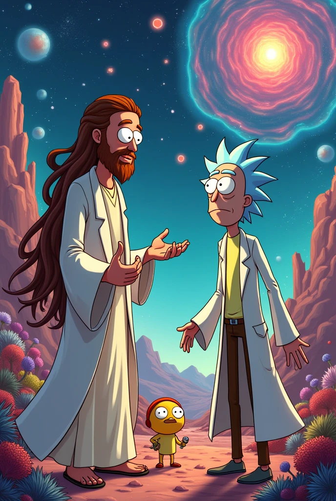 Jesus conversando com Rick e morthe