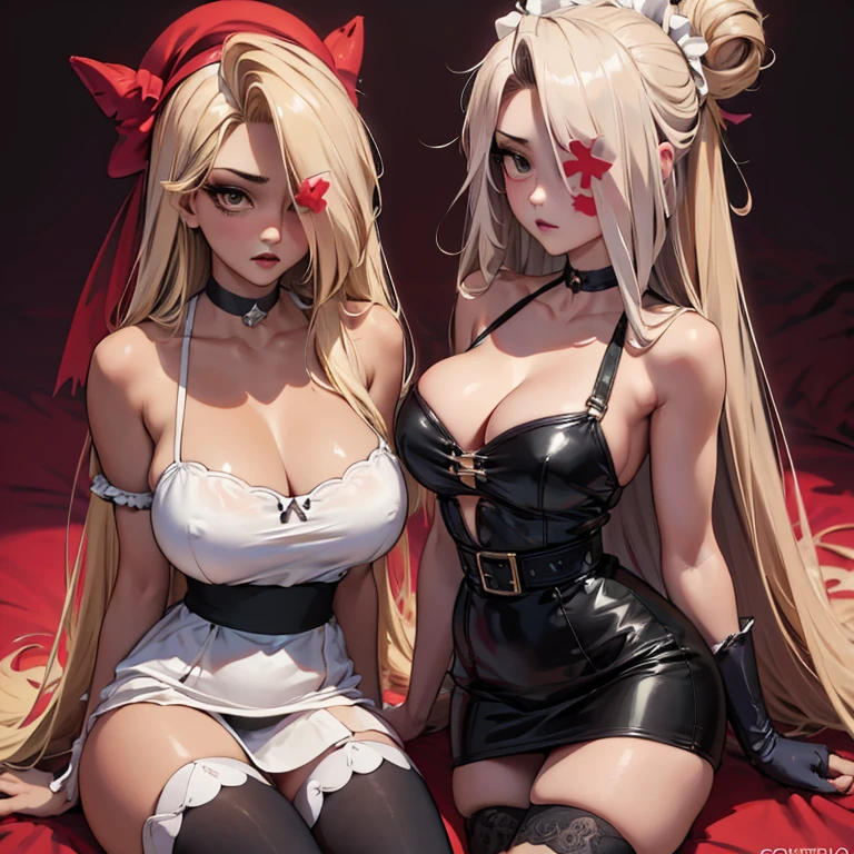 on fours, back view, sex(masterpiece, best quality:1.4), absurdres, highres, ultra detailed, beautiful, (maid), (perfect face, detailed face, beautiful:1.3),(natural breasts, cleavage), collarbone, fingerless gloves, gloves,spaghetti strap top, black pencil skirt, tight, over the knee skirt, hat, elegant maid outfit, thighhighs, thick thighs, thighs, multiple belts, More detailed 8K.motor irreal:1.4,UHD,La mejor calidad:1.4, fotorrealista:1.4, textura de la piel:1.4, obra maestra:1.8,obra-prima, mejor calidad,objeto Objeto], (detailed face features:1.3),(manos detailed)