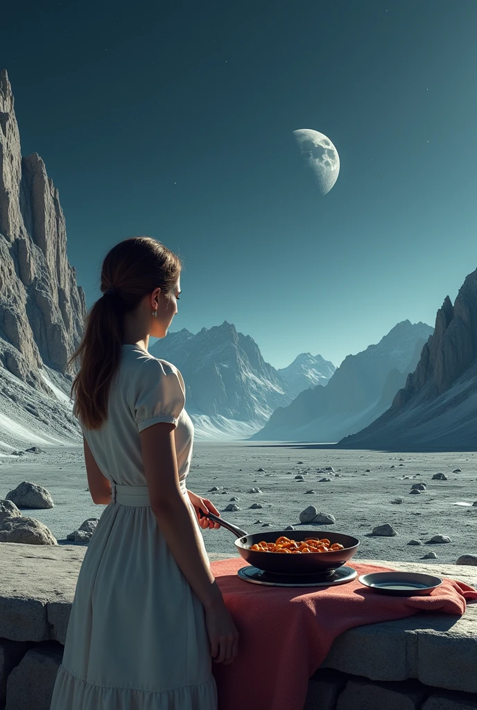 As I stood by the frying pan waiting, like any terrestrial housewife, for the sausages to
brown, I let my gaze wander idly over the mountain walls which covered the whole of
the southern horizon, marching out of sight to east and west below the curve of the
Moon. They seemed only a mile or two from the tractor, but I knew that the nearest was
twenty miles away. On the Moon, of course, there is no loss of detail with distance-none
of that almost imperceptible haziness which softens and sometimes transfigures all far-
off things on Earth.