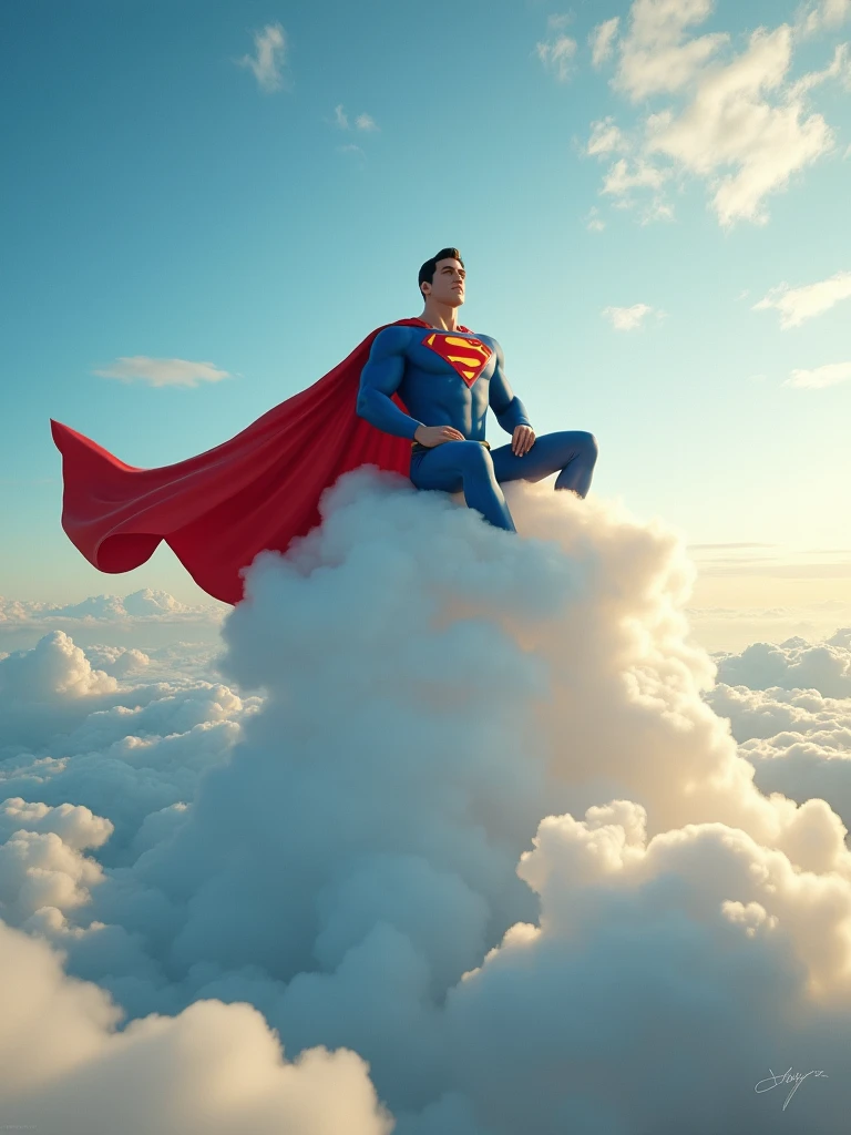 Superman sitting on a cloud written "Asura Nerd"