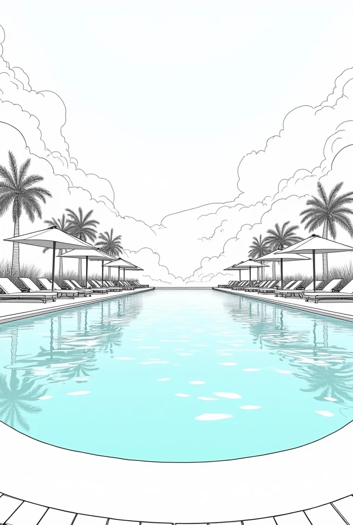 A line art style pool scene