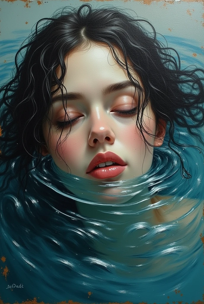 painting of a woman's face with a partially submerged face, expressive beautiful painting, an expressive oil painting, intricate and wet oil paint, oil on canvas big brushstrokes, emotional oil painting, oil painting with brushstrokes, intricate and intense oil paint, expressive rustic oil painting, oil painting on matte canvas, sensual painting, beautiful portrait oil painting