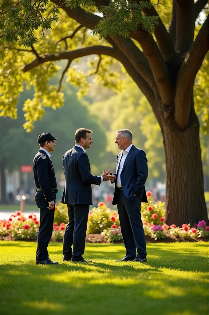 A rich man a half rich man and a security guard was taking about something