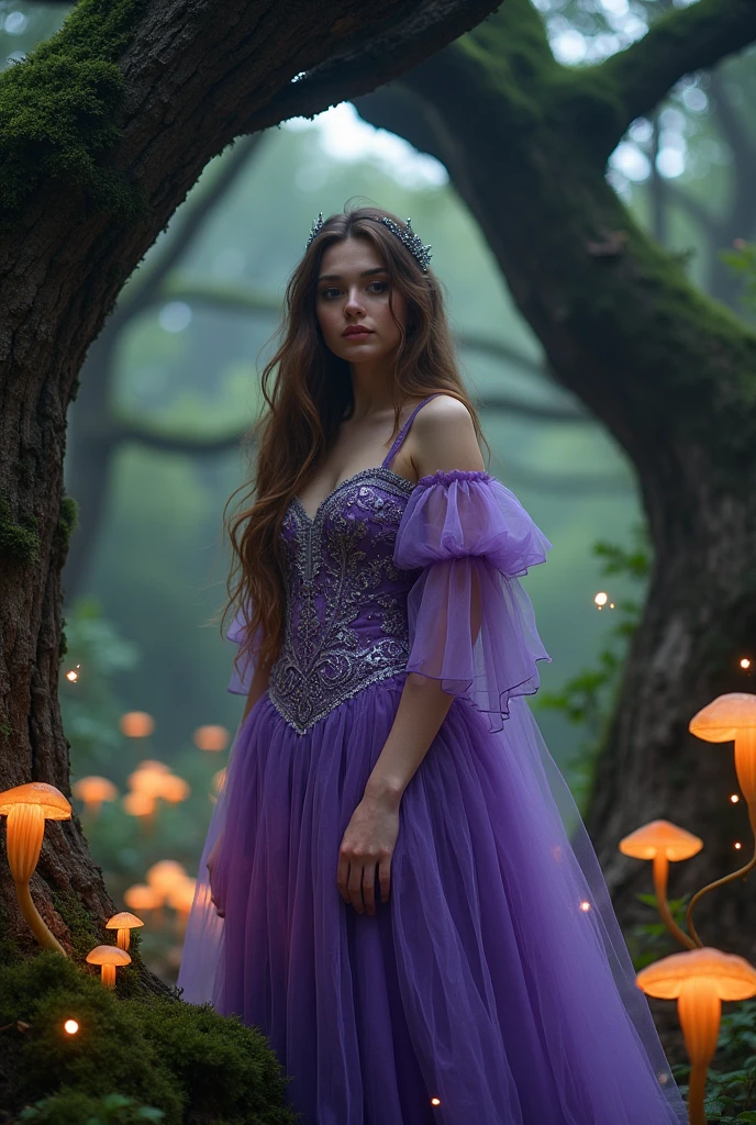 Brown Hair Long Hair woman Purple witch outfit