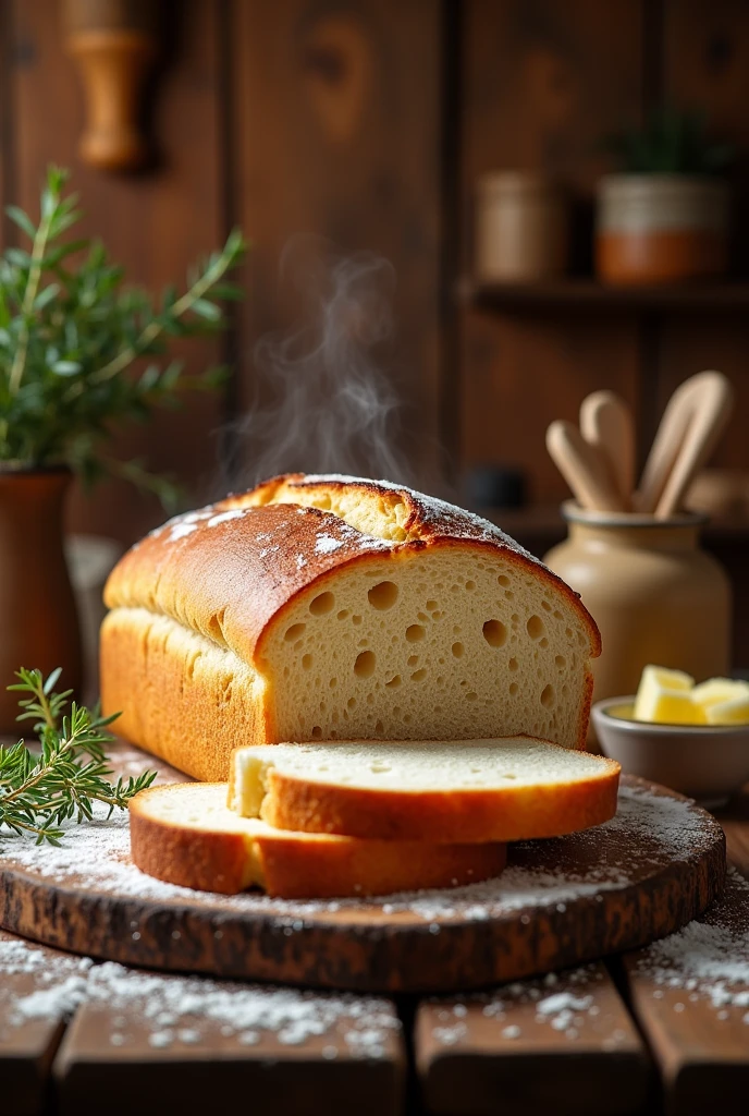 Traditional sliced bread fresh from the oven 
