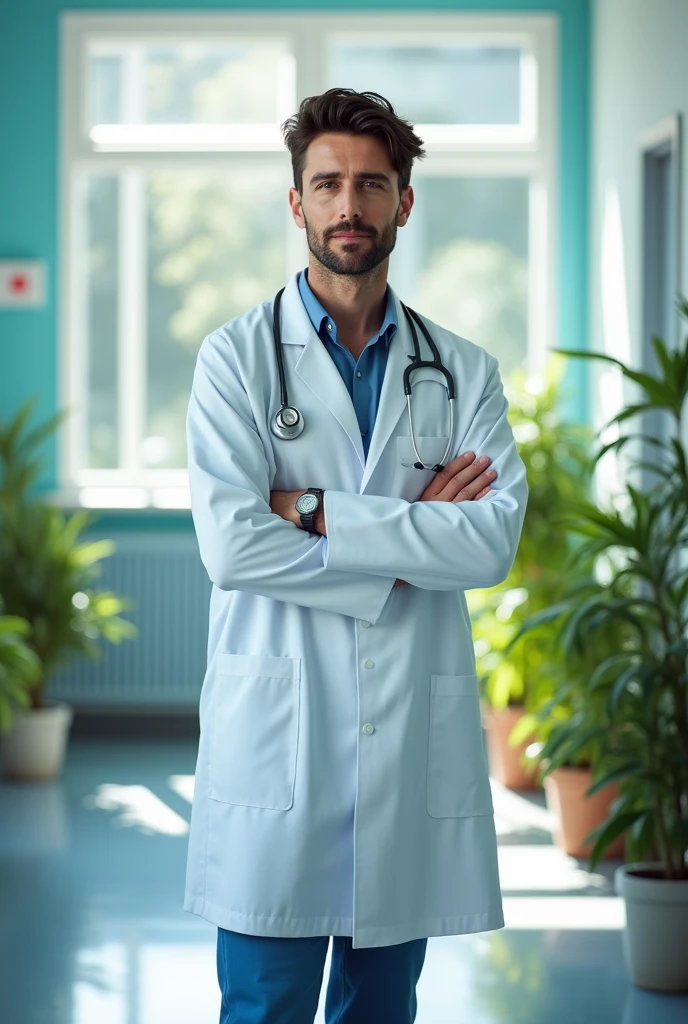 Tall and thin male doctor