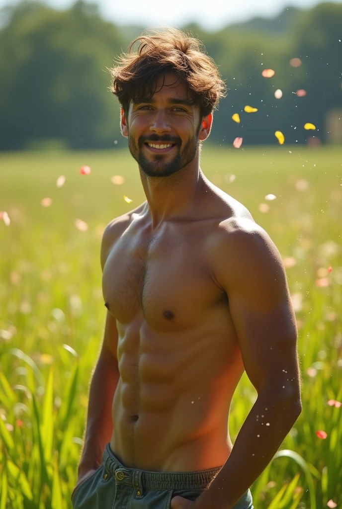 A naked man and his penis is visible