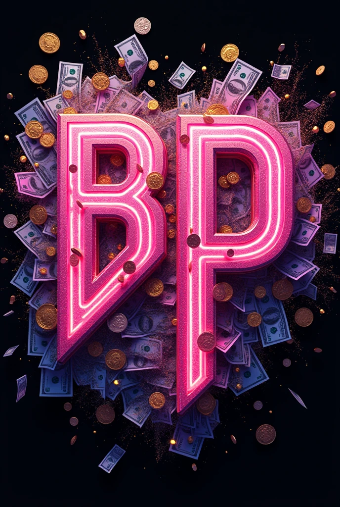 Blackpink Logo , but intertwines the letters more, and make it more colorful and more creative, With money 