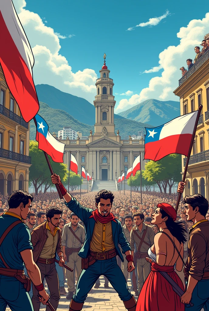 comic sobre la independencia de Chile de 10 viñetas, for first year (Chile) 
