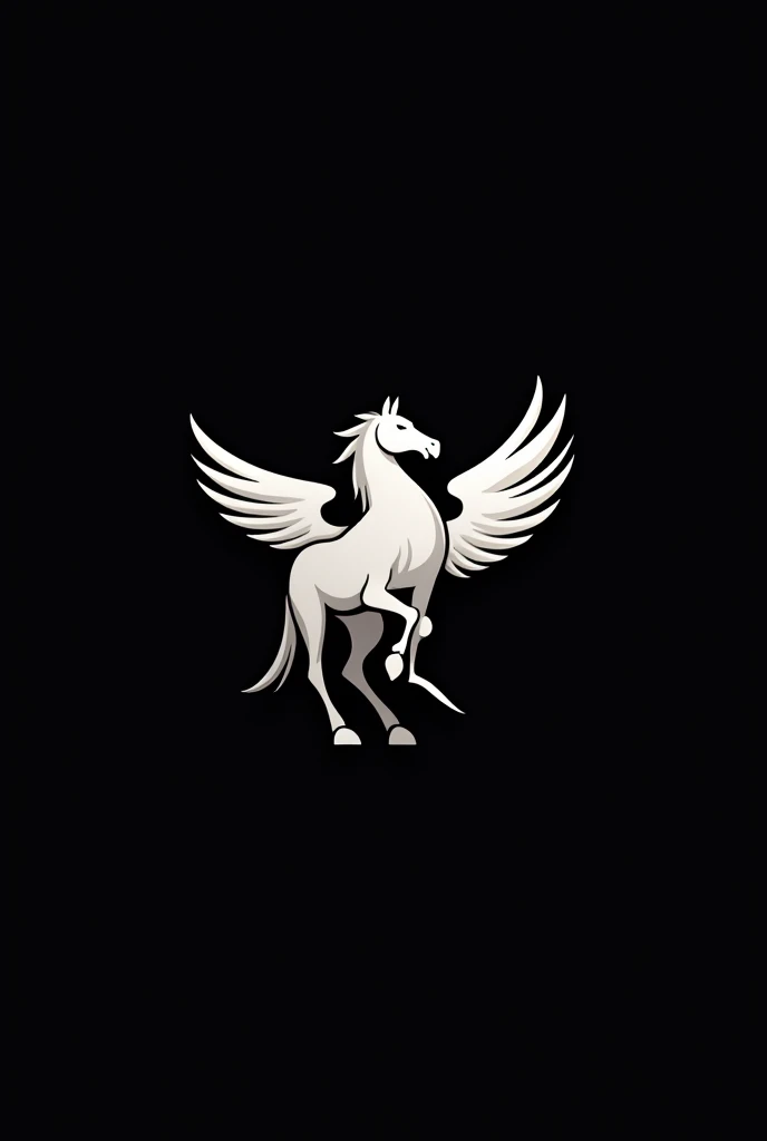 generate a logo I want it to be about a mythological animal hippogriff and have a black background and a white logo, make it minimalist, a flat logo, sin relieves