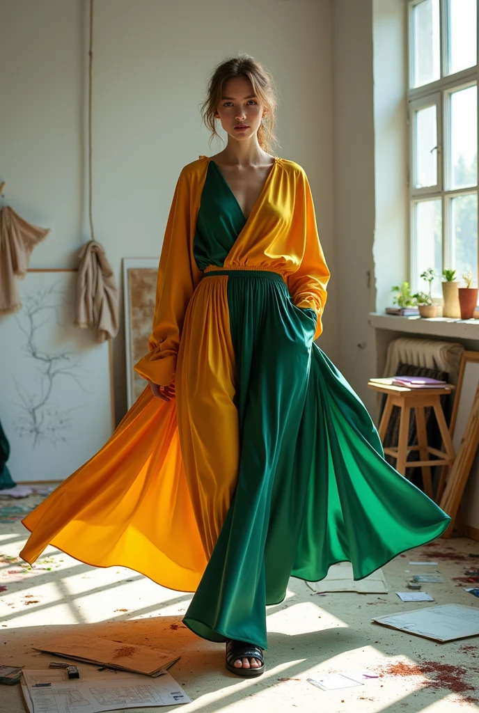 Garment for object designer, Oversized style with zerowaist influence in unusual colors