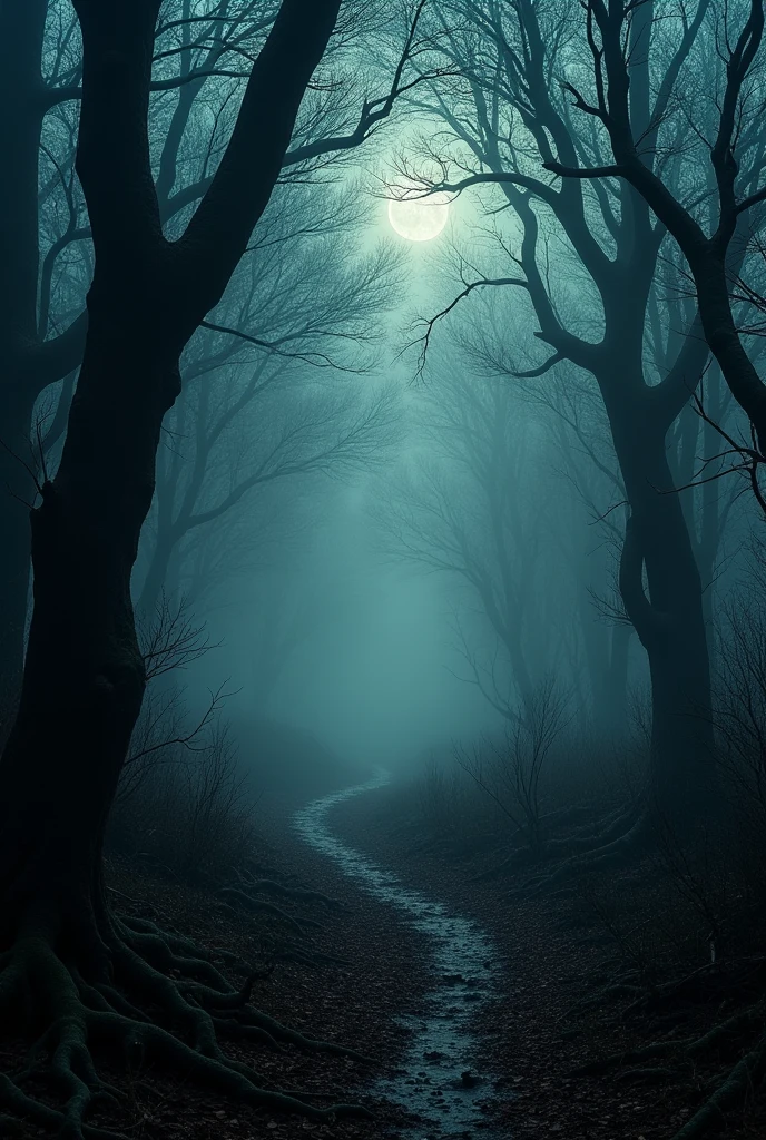 dark and spooky atmosphere in the forest
