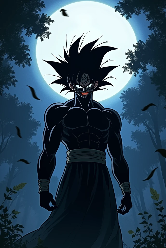 Goku black with an anbu mask that covers his entire face and only his head is visible Anime