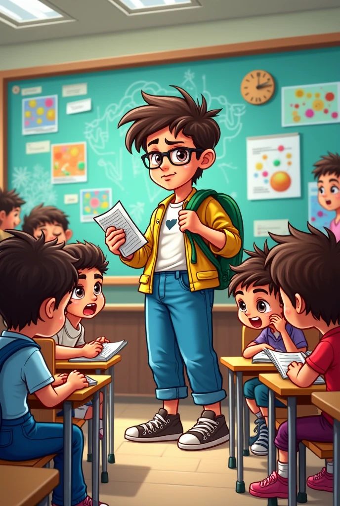 In cartoon The students in Professor Alfredo's science class are going on a field trip to the Science Museum next week. Authorization forms must be submitted today. Two students forgot to bring them. Professor Alfredo tells them to say: I forgot to bring my authorization sheet but I will bring it tomorrow. Alba will tell Professor Alfredo: I forgot my authorization sheet at home. I'll bring it tomorrow. Alberto is crying because he thinks he can't go on the excursion..