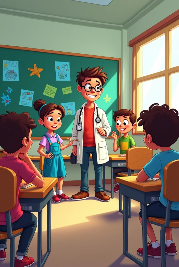 In cartoon The students in Professor Alfredo&#39;s science class are going on a field trip to the Science Museum next week. Authorization forms must be submitted today. Two students forgot to bring them. Professor Alfredo tells them to say: I forgot to bring my authorization sheet but I will bring it tomorrow. Alba will tell Professor Alfredo: I forgot my authorization sheet at home. I&#39;ll bring it tomorrow. Alberto is crying because he thinks he can&#39;t go on the excursion.. 