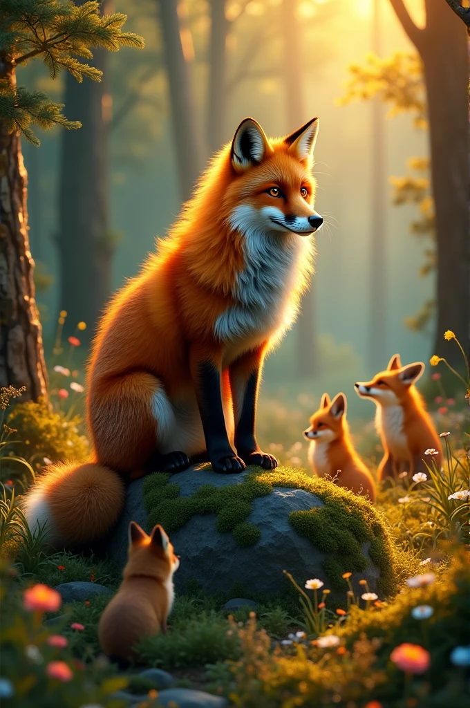LARGER FOX BEING SEEN BY THE PACK