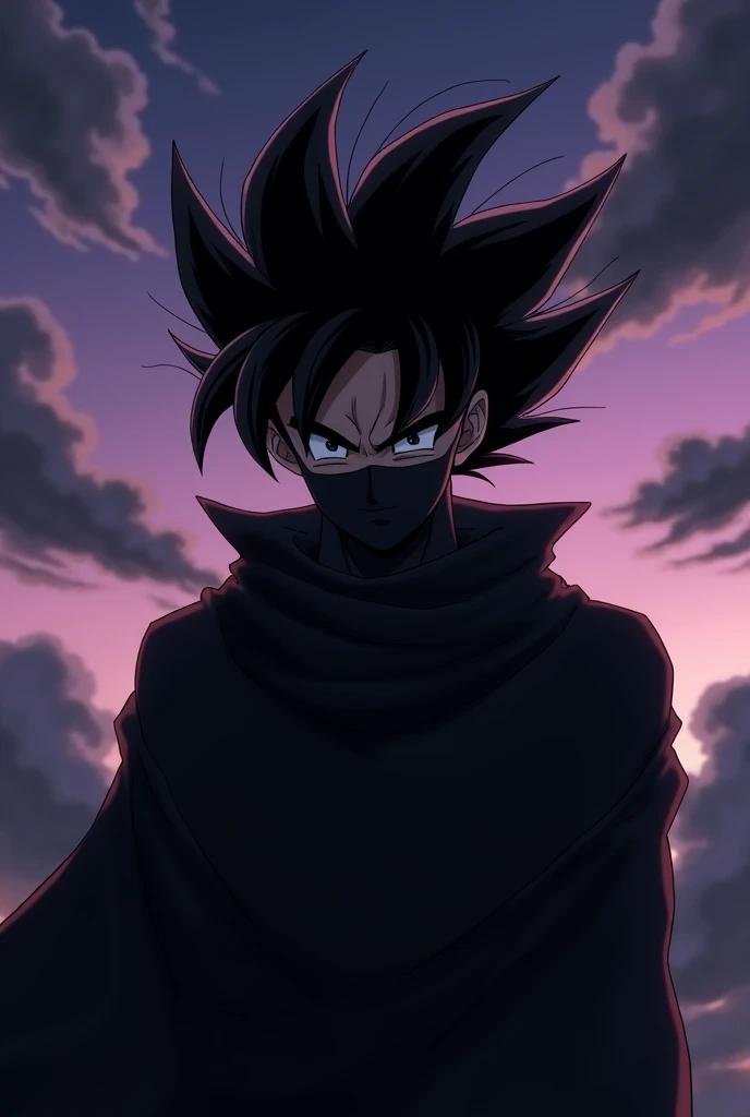 Goku black with an anbu mask that covers his entire face but you can see his hair and only his head is visible Anime
