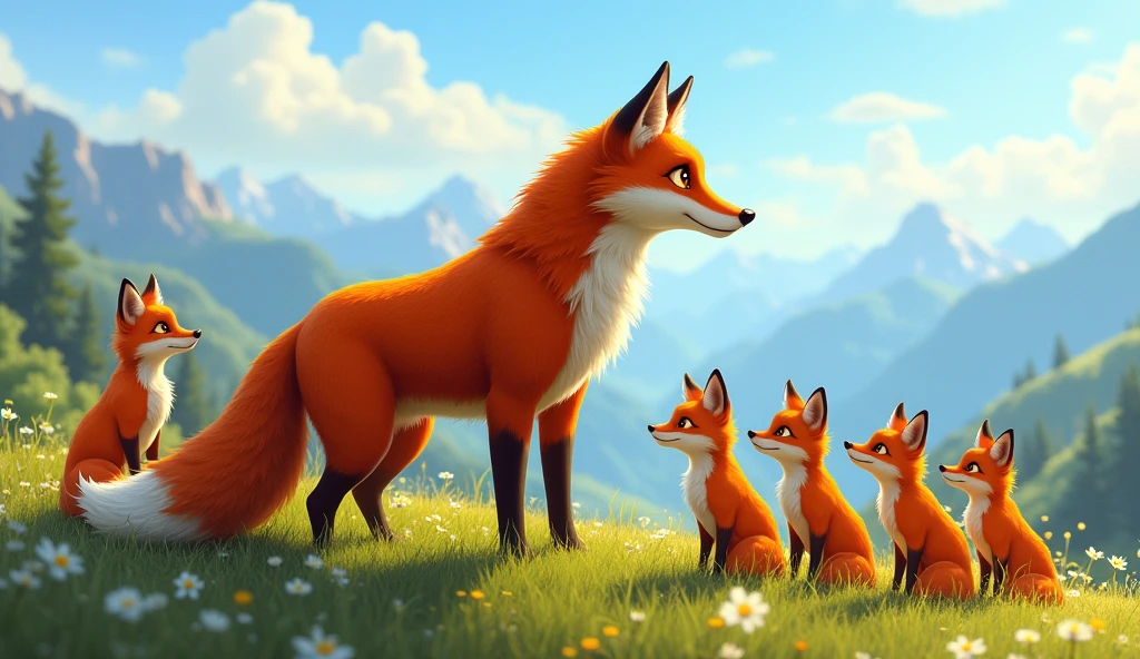 LARGER FOX BEING SEEN BY THE PACK