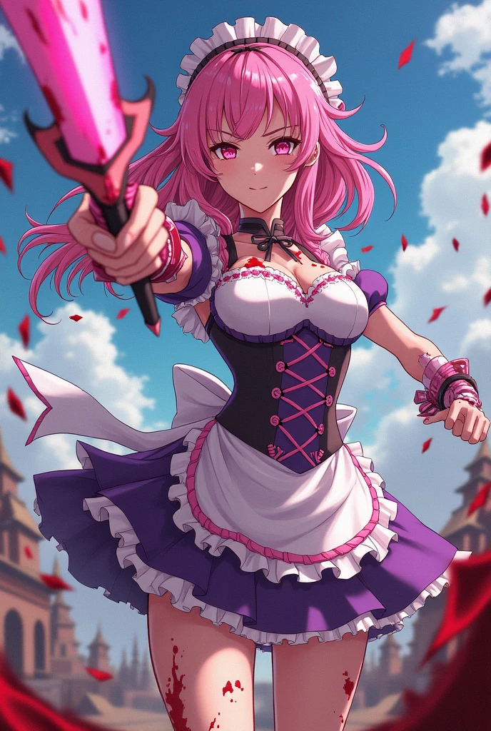 Jibril, upper body, blushed, perfect anatomy, detailed eyes, detailed lips, extremely detailed eyes and face, vivid colors, sharp focus, masterpiece:1.2, ultra-detailed, blushed, ((((cum on face, having sex)))), ((doggystyle)), (solo), ((blue dress)), sleeveless, red eyes, holding a heart, (((blood))), (ponytail), (prison)