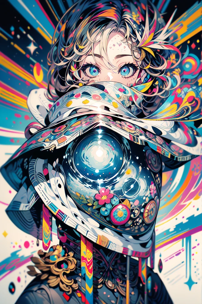 fund, mixed language_text, Japanese graffiti letters, gals, long blonde hair, Excellent lighting, side lighting, perfect ending (plain color: 1.3), (magazine_cover: 1.4), (multicolor_fund: 1.3), striped_fund, card_fund, :: comix style by joe madureira :: circular pieces of white metals glued to the ultra-detailed arms emitting a sparkling glow, perfect and detailed, ultra detailed shirt with abstract design and Japanese graffiti lettering print on the sides of the garment, image of gals with big breast, on top of a futuristic motorcycle, with immersive effects, focus effect, fund graffiti style tribal tattoo with flowers and vibrant colors, "Ultra-HDR" detalhado e com focus effect, (work of art: 1.2, best qualityer), (beautiful eyes with finely detailed huge eyelashes: 1.2), , ((standing alone)), (finely detailed eyes and detailed face: 1.3), in various full-body attack poses, (cute fund: 1.2),Futuristic costume, super detailed circular metals clinging to the arms and pants, fantastic paintings
