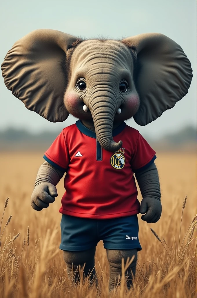 Create an image of an elephant with the ABC Football Club shirt 