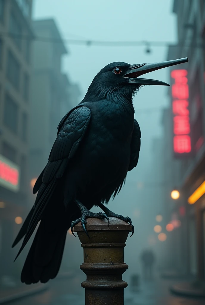 Crow with gun head